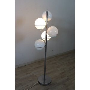 Chromed Metal and Glass Floor Lamp attributed to Gino Sarfatti, 1960s