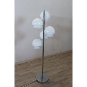 Chromed Metal and Glass Floor Lamp attributed to Gino Sarfatti, 1960s