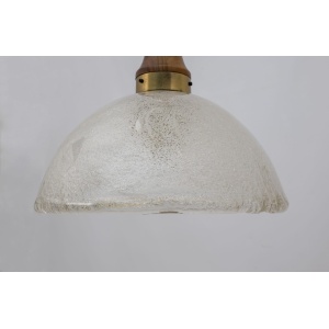 Angelo Brotto Mid-century Modern Murano Glass and Bronze Pendant by Esperia, 70s