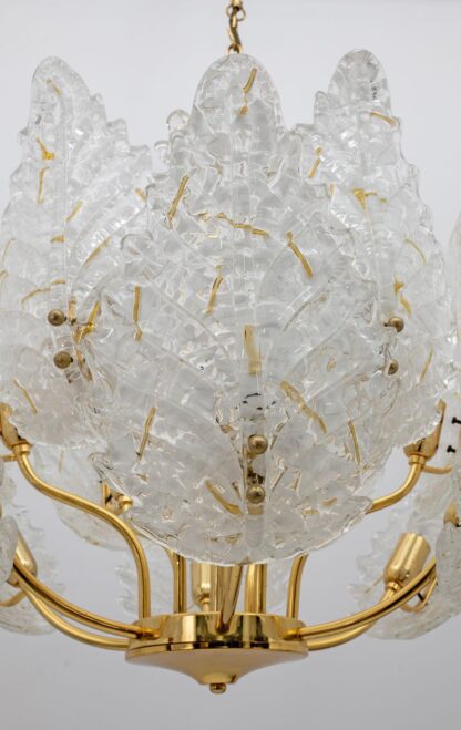 Mid-Century Modern Italian Brass and Murano Glass Chandelier, 1970s - Image 5