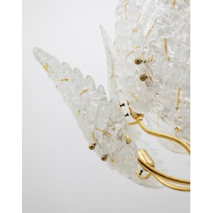 Mid-Century Modern Italian Brass and Murano Glass Chandelier, 1970s