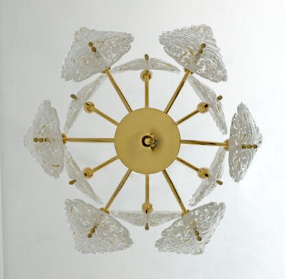 Mid-Century Modern Italian Brass and Murano Glass Chandelier, 1970s - Image 7