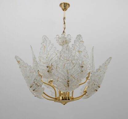 Mid-Century Modern Italian Brass and Murano Glass Chandelier, 1970s - Image 2