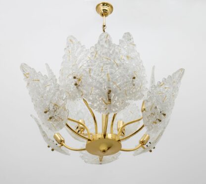 Mid-Century Modern Italian Brass and Murano Glass Chandelier, 1970s - Image 3