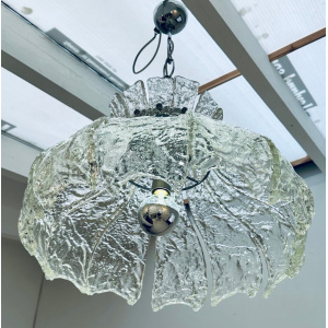 Mid Century Murano Forked Glass Mazzega Pendant Light, 1960s