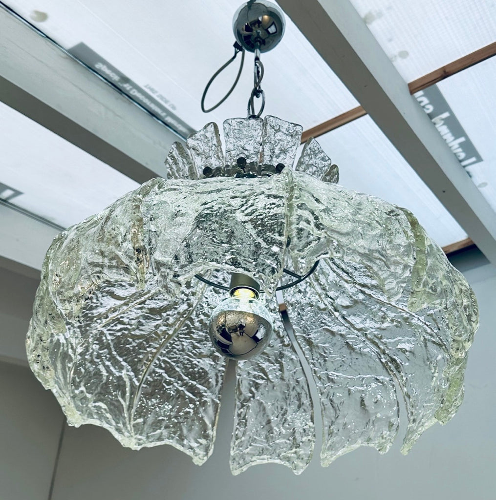 Mid Century Murano Forked Glass Mazzega Pendant Light, 1960s