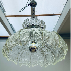 Mid Century Murano Forked Glass Mazzega Pendant Light, 1960s