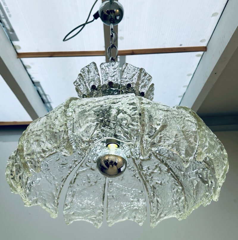 Mid Century Murano Forked Glass Mazzega Pendant Light, 1960s