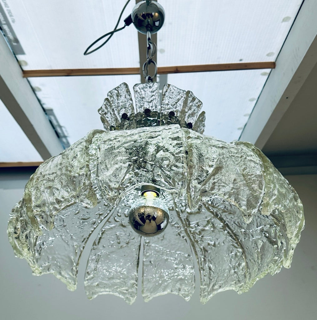 Mid Century Murano Forked Glass Mazzega Pendant Light, 1960s