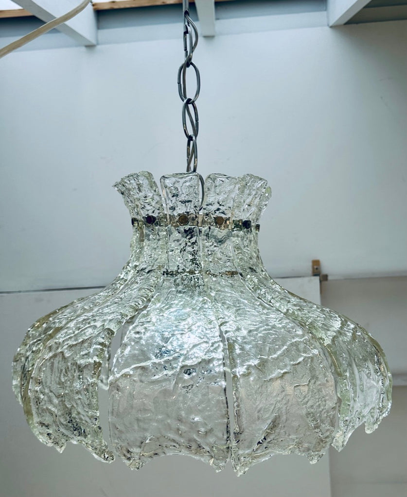 Mid Century Murano Forked Glass Mazzega Pendant Light, 1960s