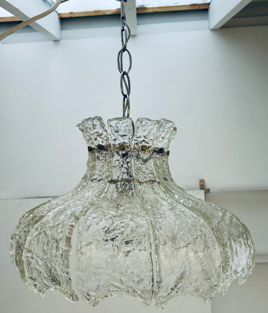 Mid Century Murano Forked Glass Mazzega Pendant Light, 1960s