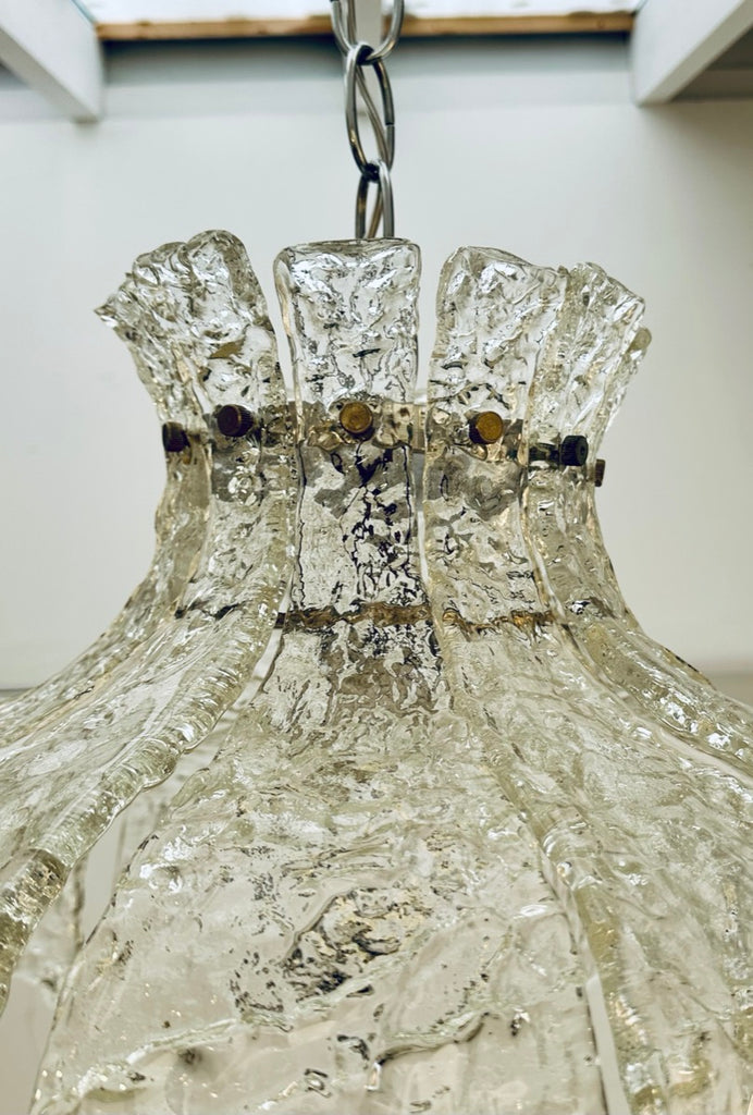 Mid Century Murano Forked Glass Mazzega Pendant Light, 1960s