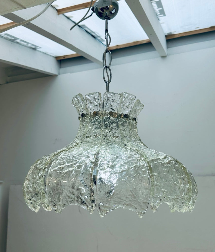 Mid Century Murano Forked Glass Mazzega Pendant Light, 1960s