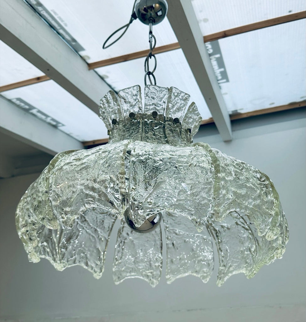 Mid Century Murano Forked Glass Mazzega Pendant Light, 1960s