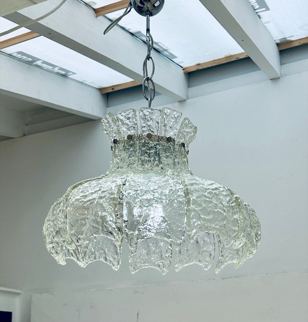 Mid Century Murano Forked Glass Mazzega Pendant Light, 1960s