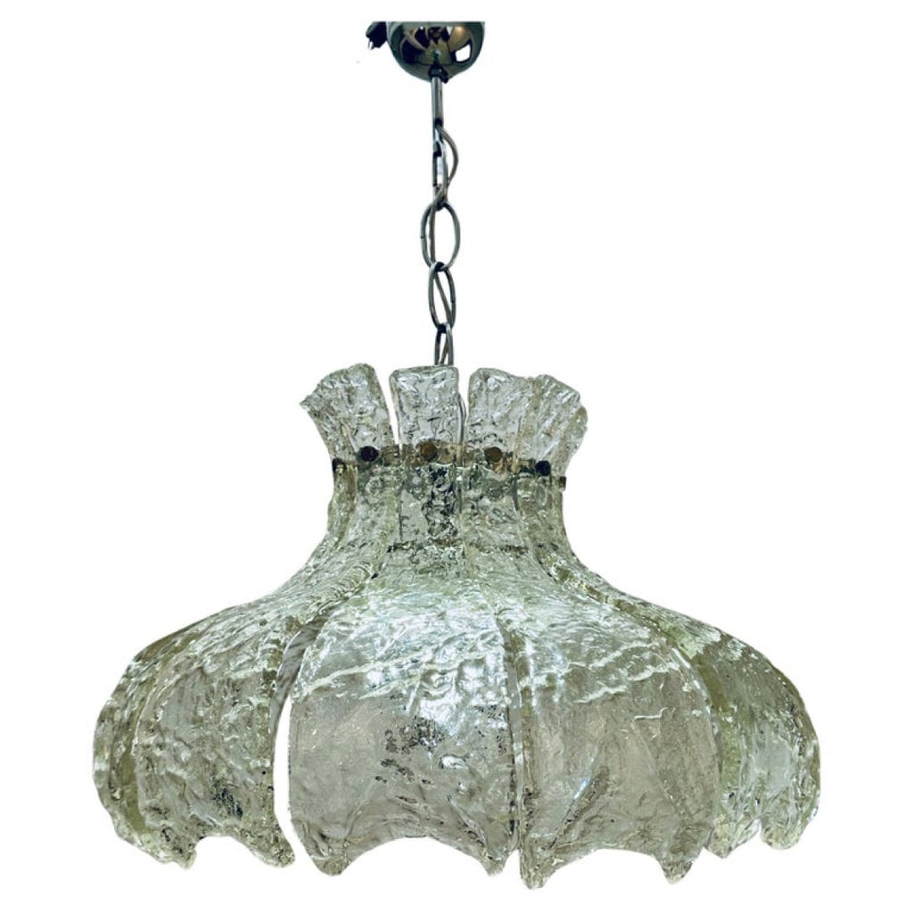 Mid Century Murano Forked Glass Mazzega Pendant Light, 1960s