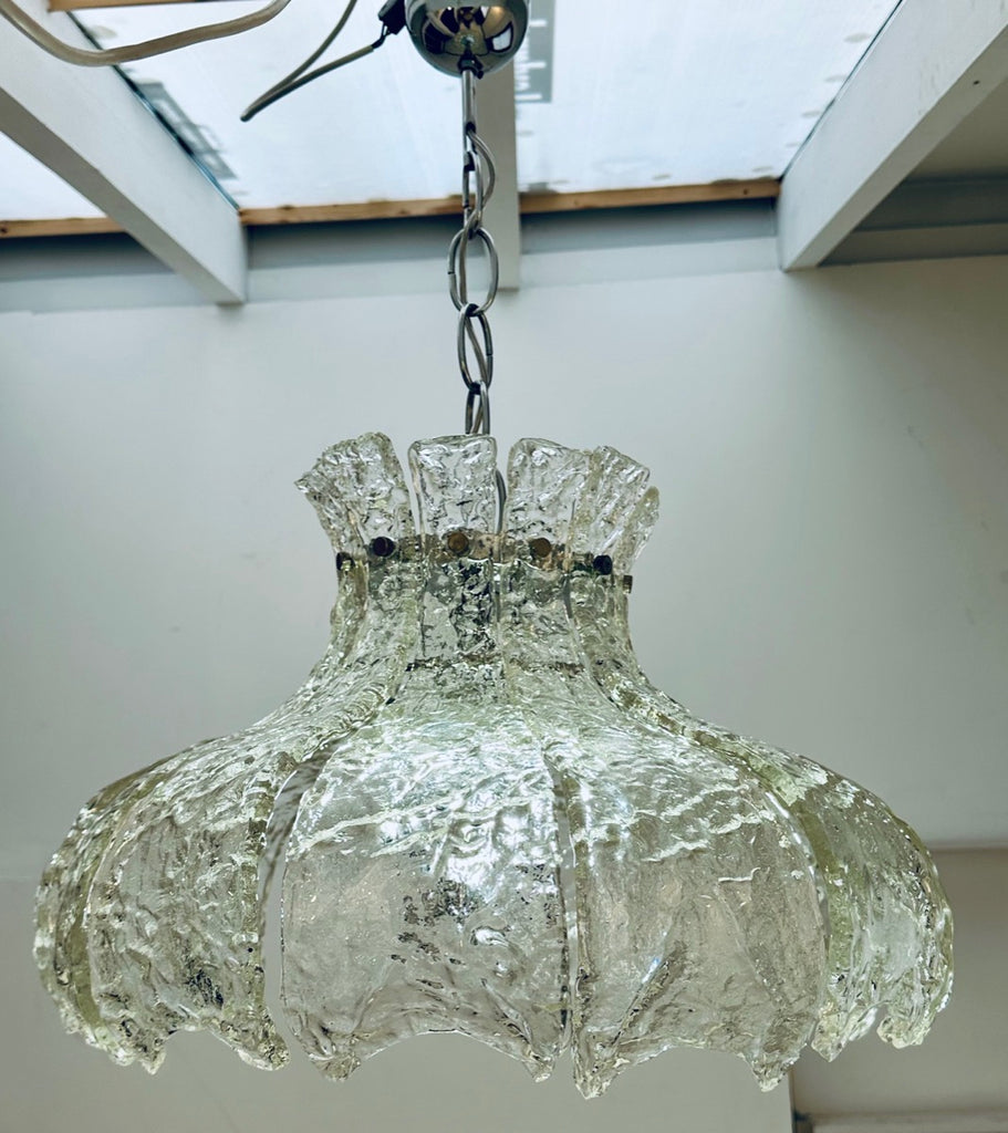 Mid Century Murano Forked Glass Mazzega Pendant Light, 1960s