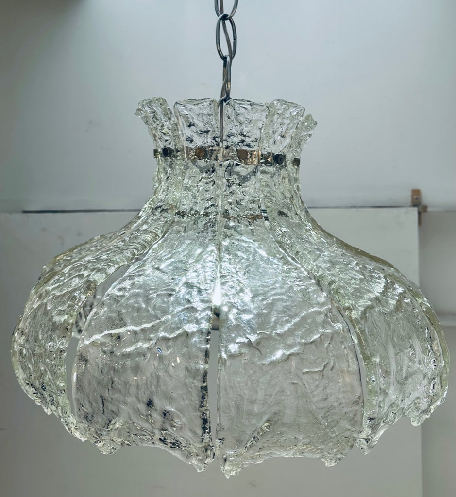 Mid Century Murano Forked Glass Mazzega Pendant Light, 1960s