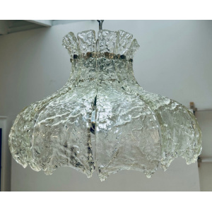 Mid Century Murano Forked Glass Mazzega Pendant Light, 1960s