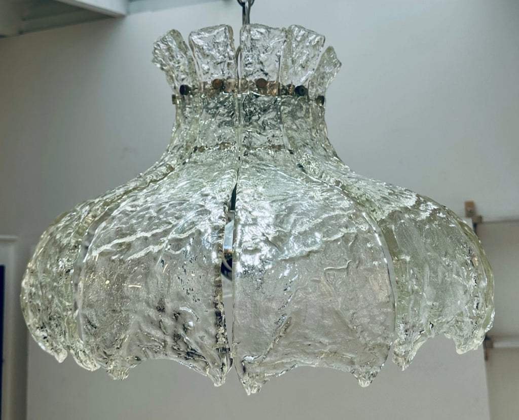 Mid Century Murano Forked Glass Mazzega Pendant Light, 1960s