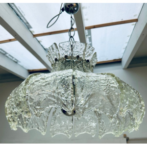 Mid Century Murano Forked Glass Mazzega Pendant Light, 1960s