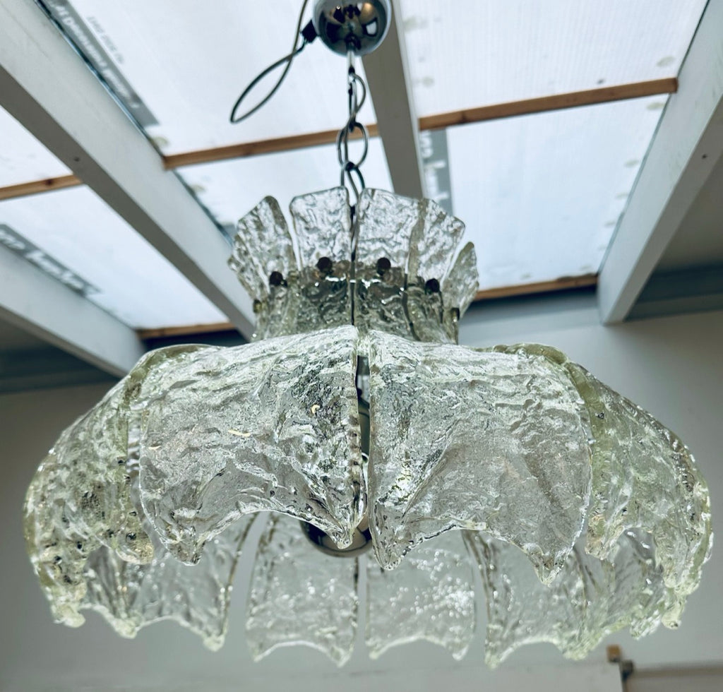 Mid Century Murano Forked Glass Mazzega Pendant Light, 1960s