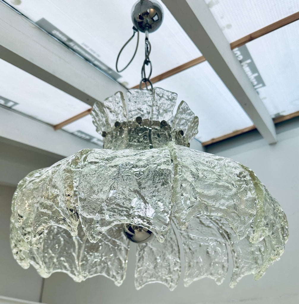 Mid Century Murano Forked Glass Mazzega Pendant Light, 1960s