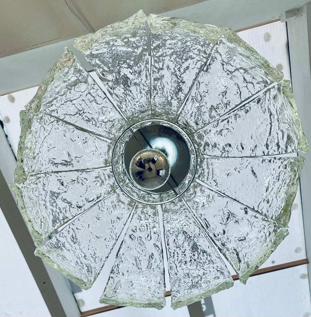 Mid Century Murano Forked Glass Mazzega Pendant Light, 1960s