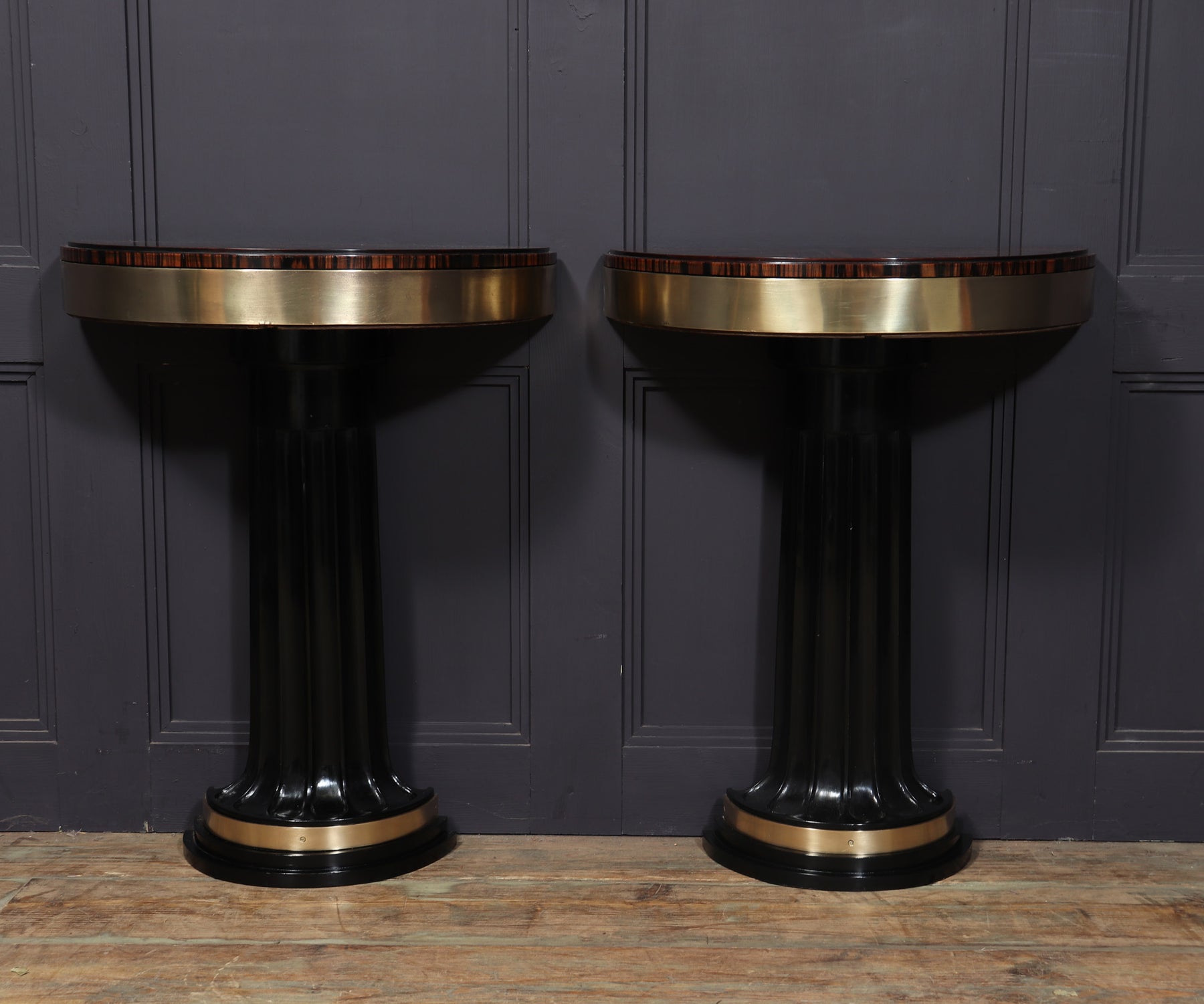Art Deco Console Tables In Macassar Ebony, 1940s