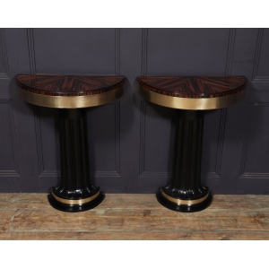 Art Deco Console Tables In Macassar Ebony, 1940s