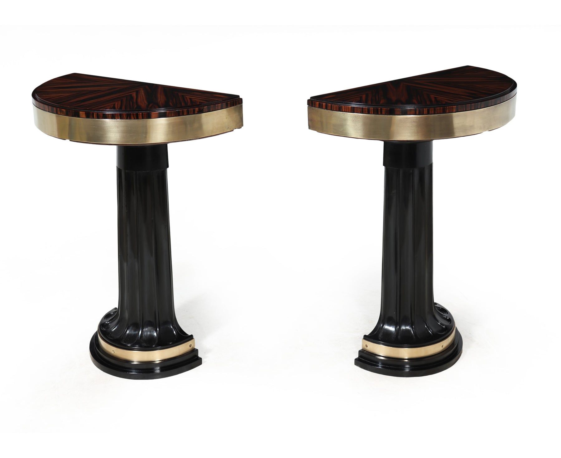 Art Deco Console Tables In Macassar Ebony, 1940s