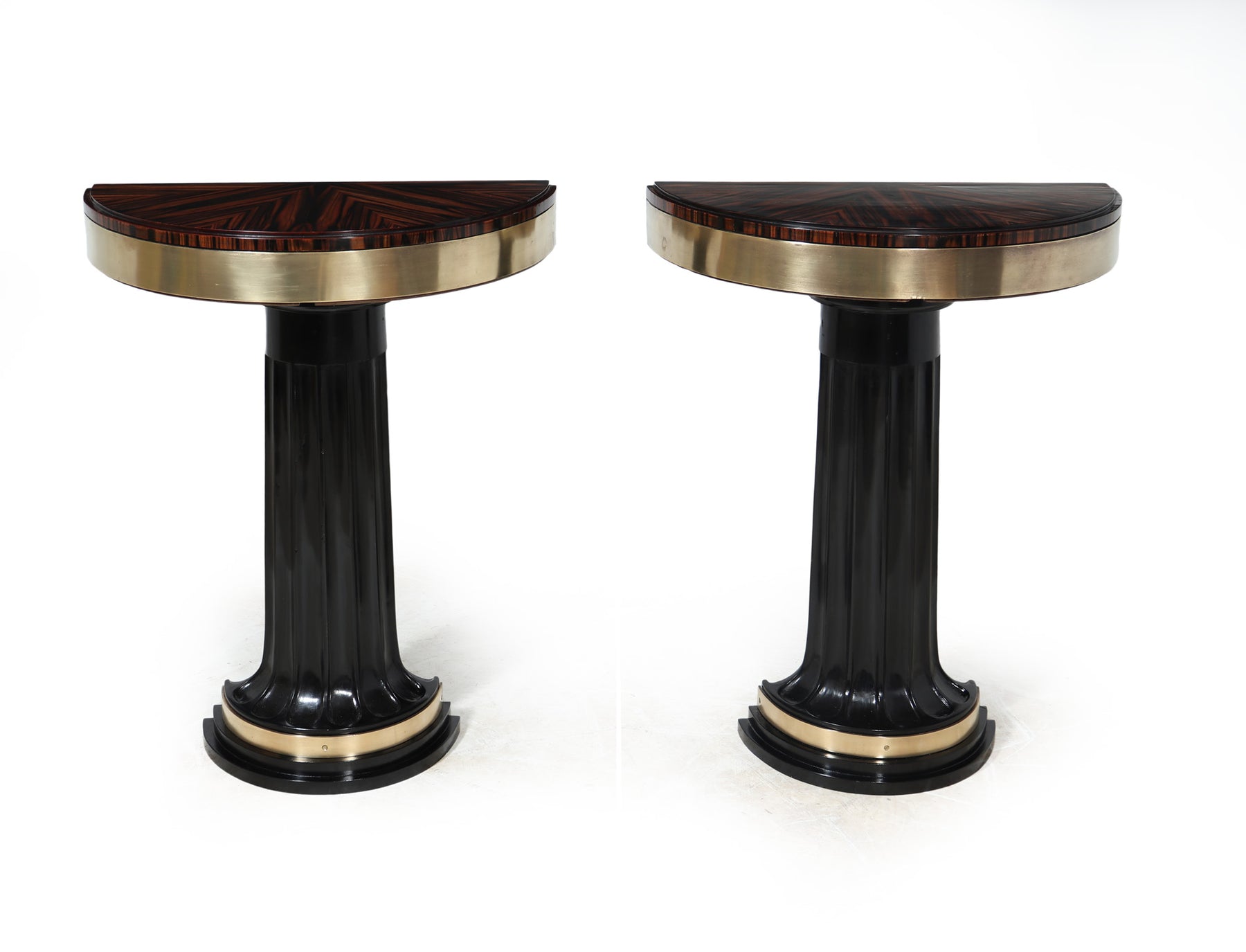 Art Deco Console Tables In Macassar Ebony, 1940s