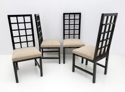 Four Mackintosh Style Black Lacquered High Back Chairs, 1979 - Image 4