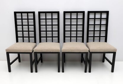 Four Mackintosh Style Black Lacquered High Back Chairs, 1979 - Image 2
