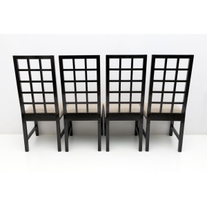 Four Mackintosh Style Black Lacquered High Back Chairs, 1979