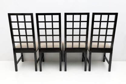 Four Mackintosh Style Black Lacquered High Back Chairs, 1979 - Image 3