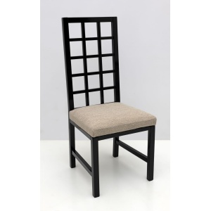 Four Mackintosh Style Black Lacquered High Back Chairs, 1979
