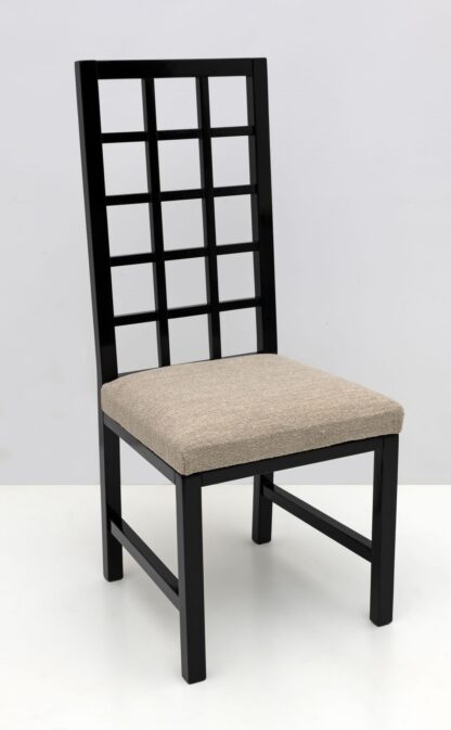 Four Mackintosh Style Black Lacquered High Back Chairs, 1979 - Image 8