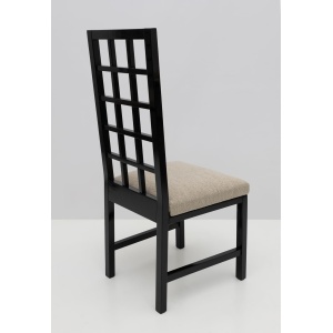 Four Mackintosh Style Black Lacquered High Back Chairs, 1979