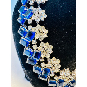 Stunning Early 1960s Dior Blue Clear Crystal Necklace