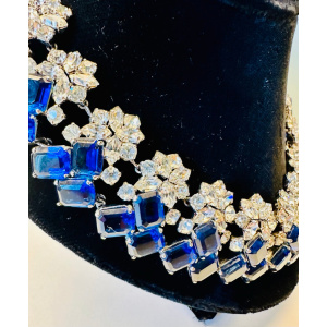 Stunning Early 1960s Dior Blue Clear Crystal Necklace