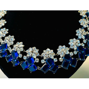 Stunning Early 1960s Dior Blue Clear Crystal Necklace