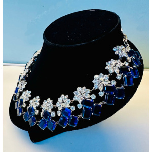 Stunning Early 1960s Dior Blue Clear Crystal Necklace
