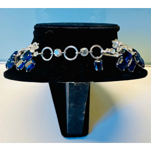 Stunning Early 1960s Dior Blue Clear Crystal Necklace