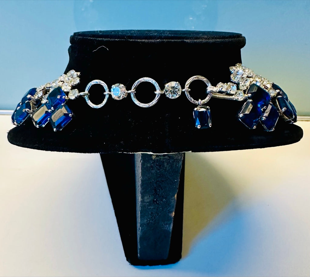 Stunning Early 1960s Dior Blue Clear Crystal Necklace