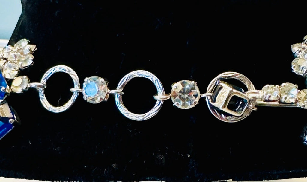 Stunning Early 1960s Dior Blue Clear Crystal Necklace