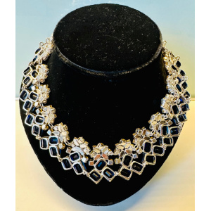 Stunning Early 1960s Dior Blue Clear Crystal Necklace