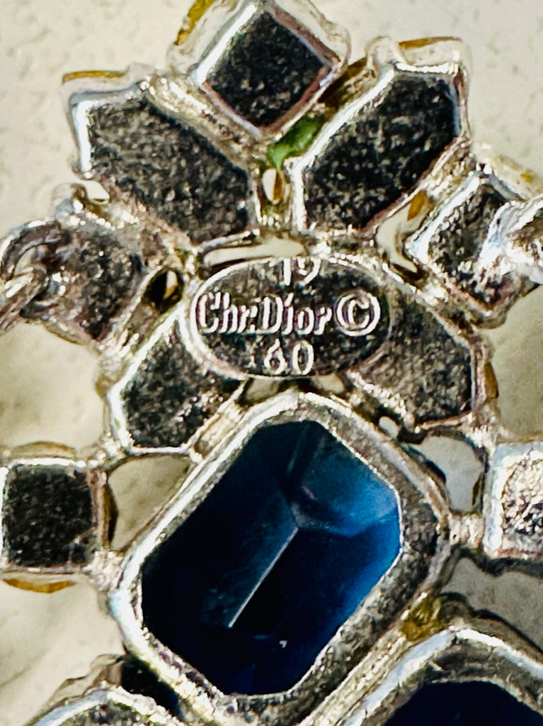 Stunning Early 1960s Dior Blue Clear Crystal Necklace