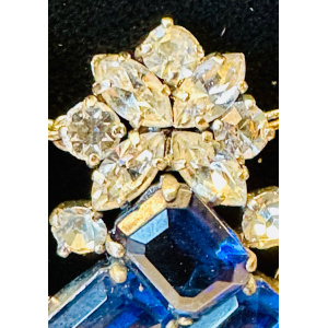 Stunning Early 1960s Dior Blue Clear Crystal Necklace