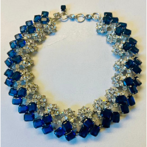 Stunning Early 1960s Dior Blue Clear Crystal Necklace